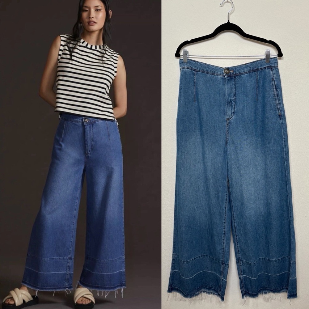 Anthropologie Pilcro Castaway High Rise Wide Leg Denim Jeans Trousers Size 29